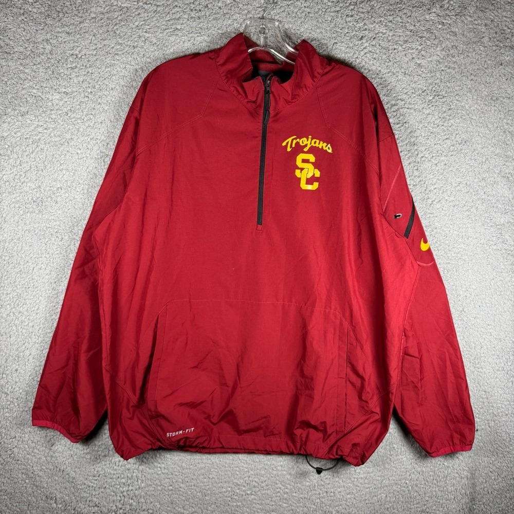 Nike Storm Fit USC Trojans Windbreaker Jacket Sz M Pullover 1/4 Zip Activewear